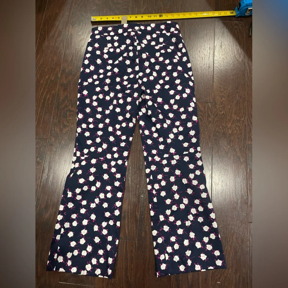 J. Crew Hayden Kickout Crop Blue Purple Floral Pants Size 4 tall NEW